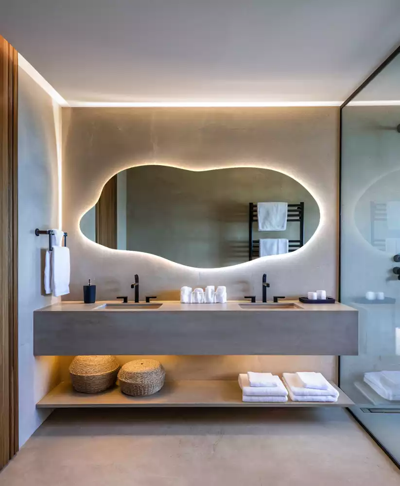 Espelho irregular com led decorativo