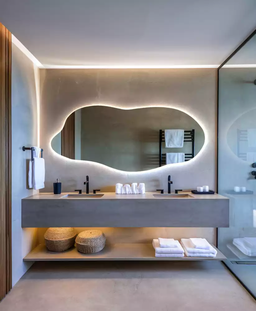 Espelho irregular com led decorativo