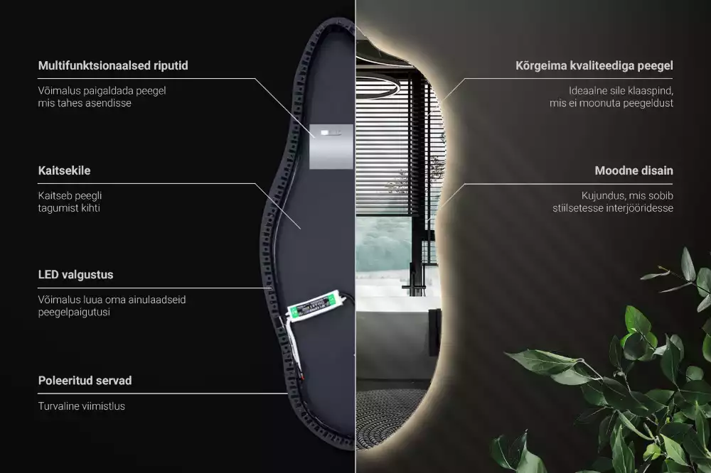 Espelho irregular com led decorativo