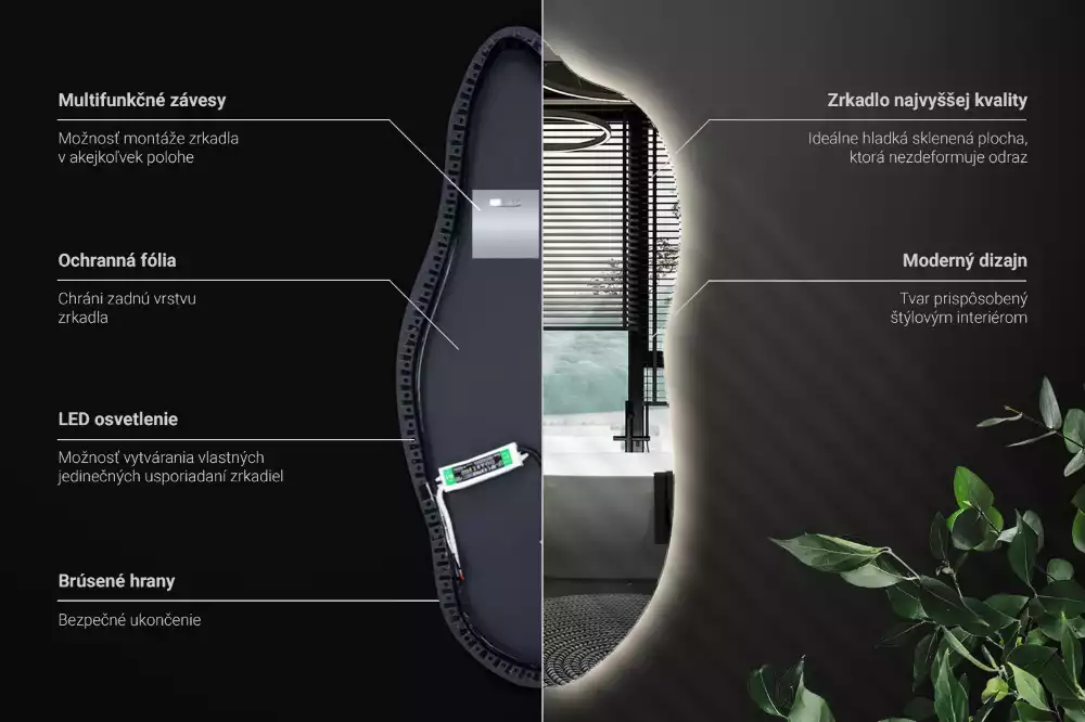Espelho irregular com led decorativo