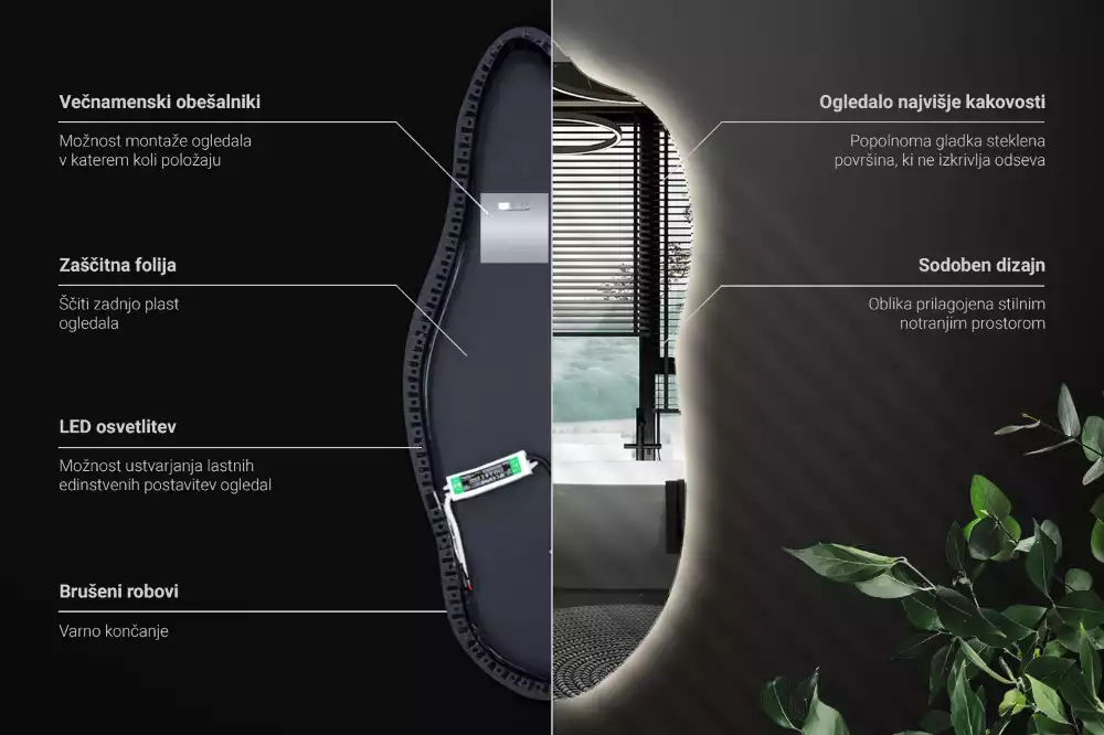 Espelho irregular com led decorativo