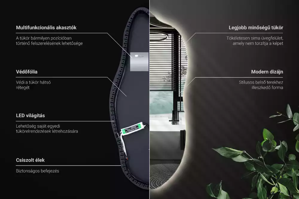 Espelho irregular com led decorativo