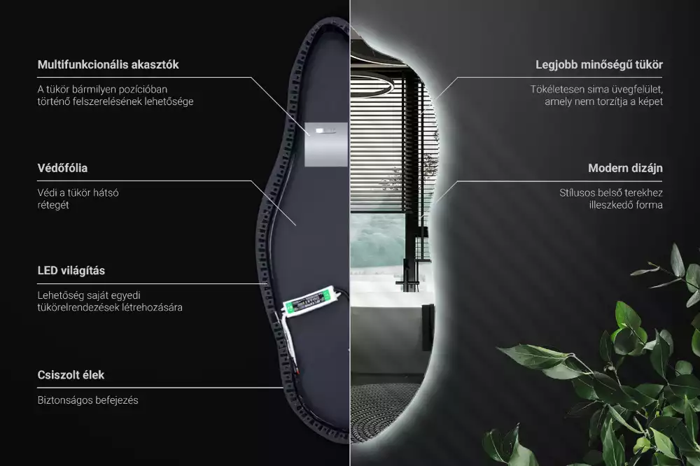 Espelho irregular com led decorativo