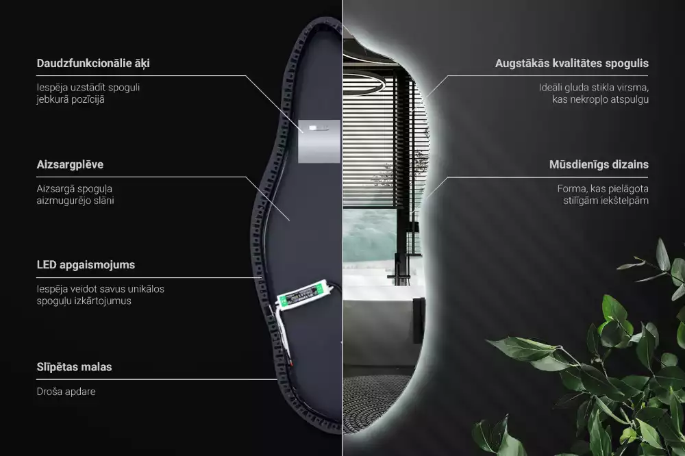 Espelho irregular com led decorativo
