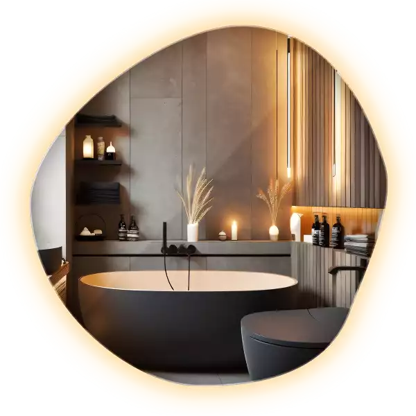 Espelho assimétrico com led de parede