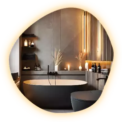 Espelho assimétrico com led de parede