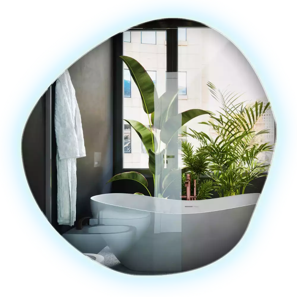 Espelho assimétrico com led de parede