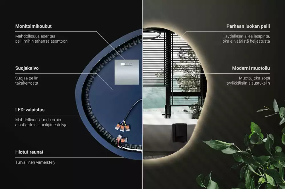 Espelho assimétrico com led de parede