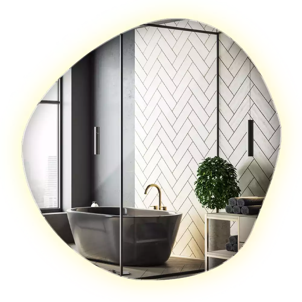 Espelho assimétrico com led de parede