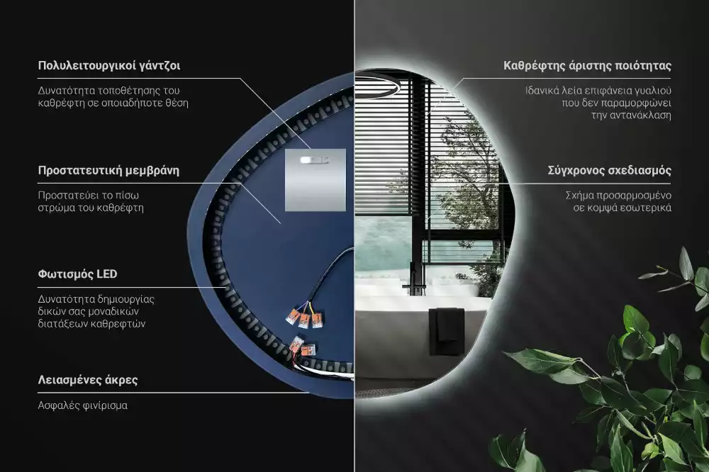 Espelho assimétrico com led de parede