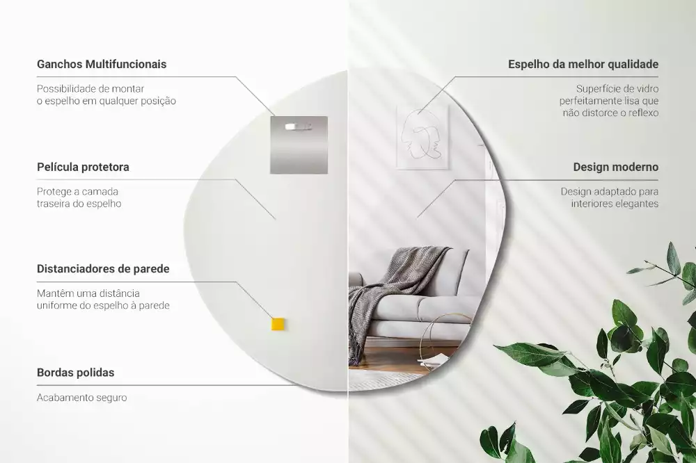 Espelho irregular decorativo