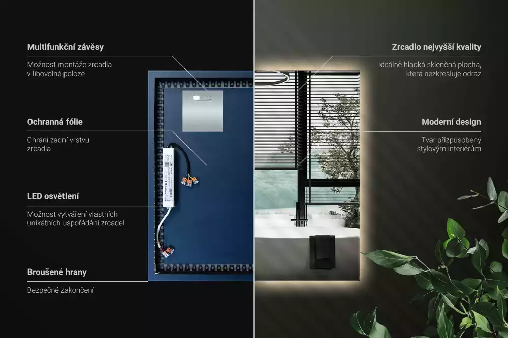 Espelho quadrado LED moderno