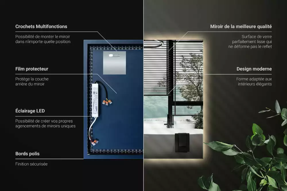 Espelho quadrado LED moderno