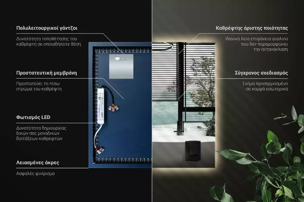 Espelho quadrado LED moderno