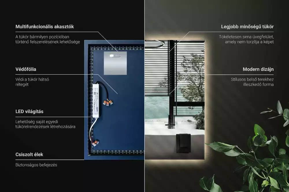 Espelho quadrado LED moderno