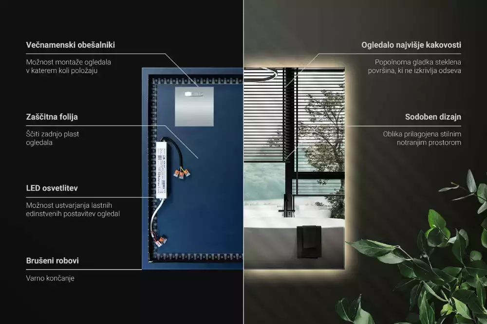 Espelho quadrado LED moderno