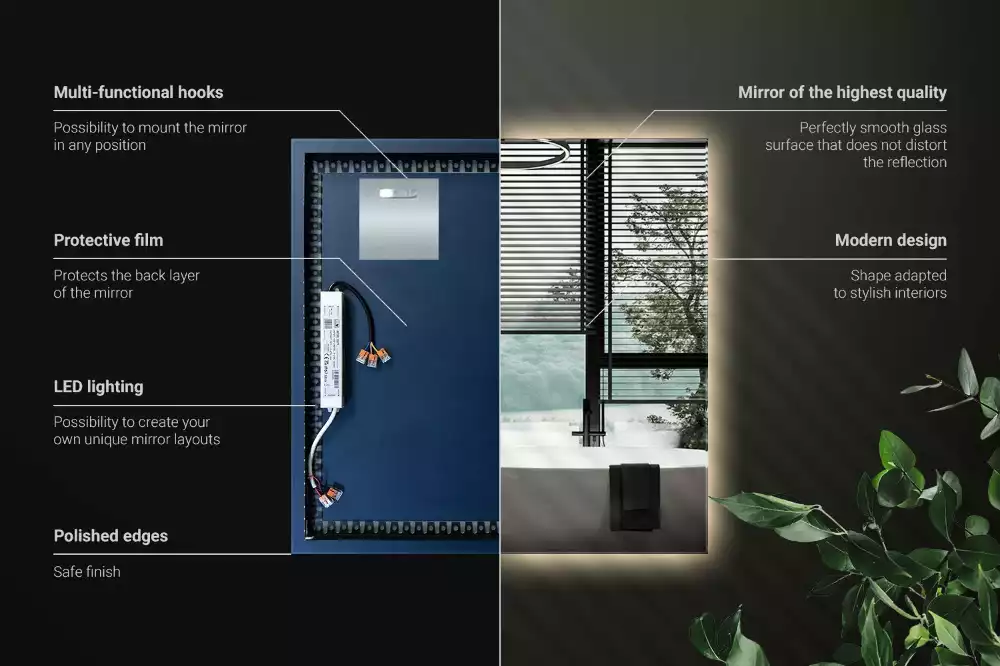 Espelho quadrado LED moderno