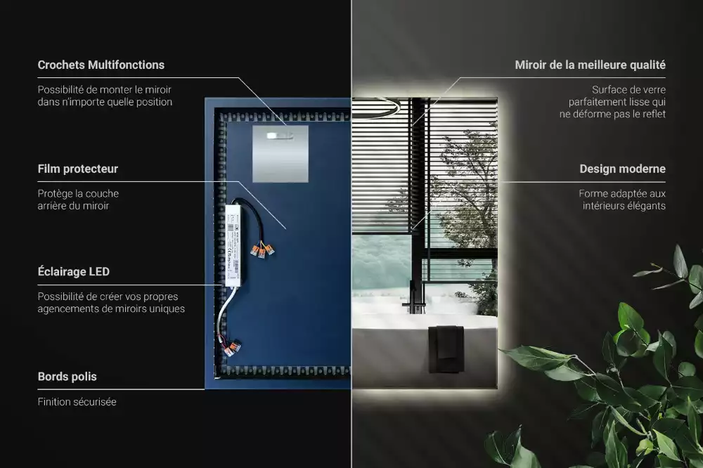 Espelho quadrado LED moderno