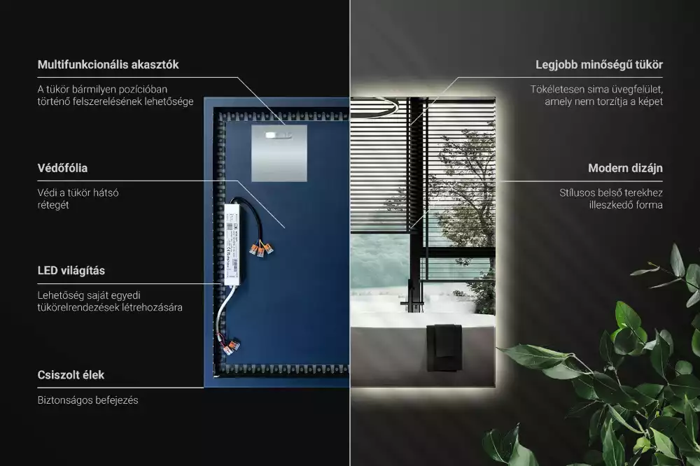 Espelho quadrado LED moderno