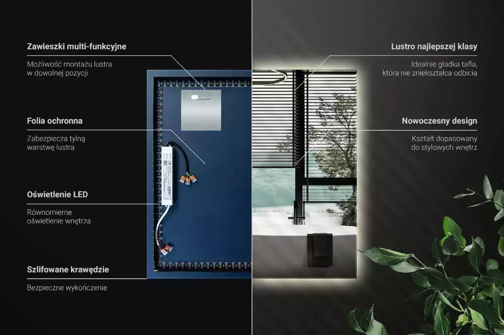 Espelho quadrado LED moderno