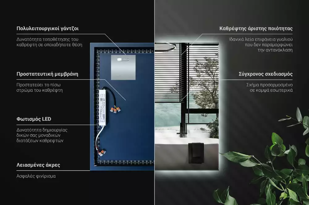 Espelho quadrado LED moderno