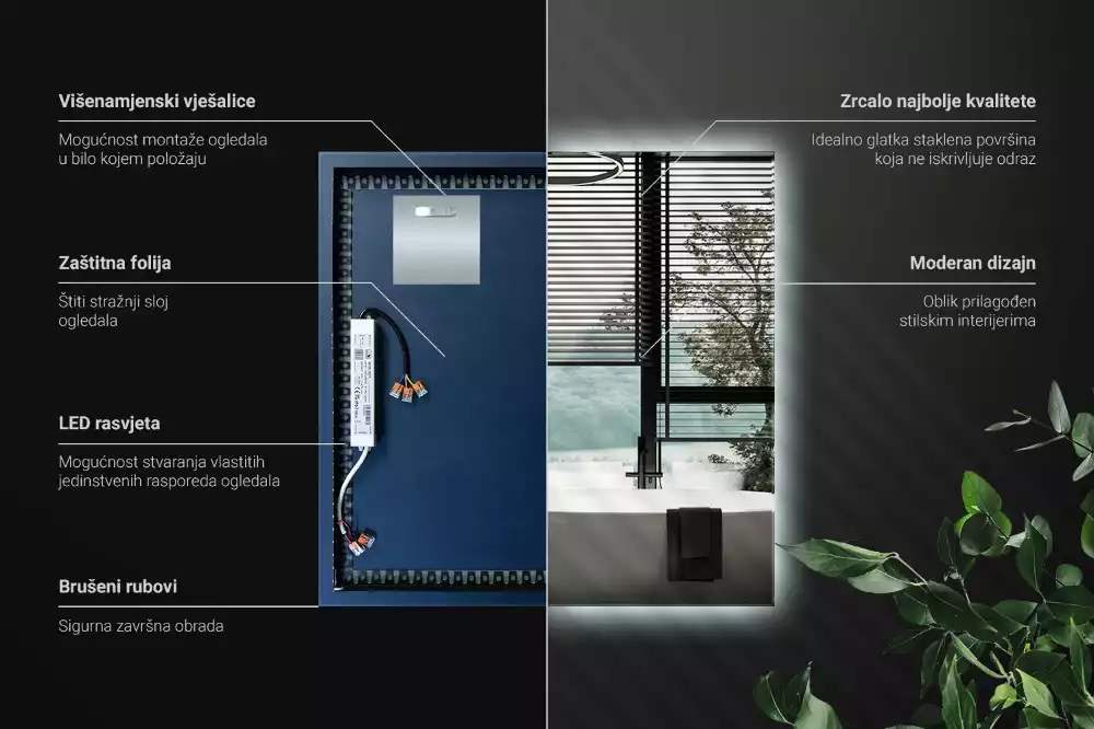 Espelho quadrado LED moderno