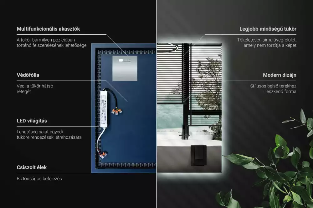 Espelho quadrado LED moderno