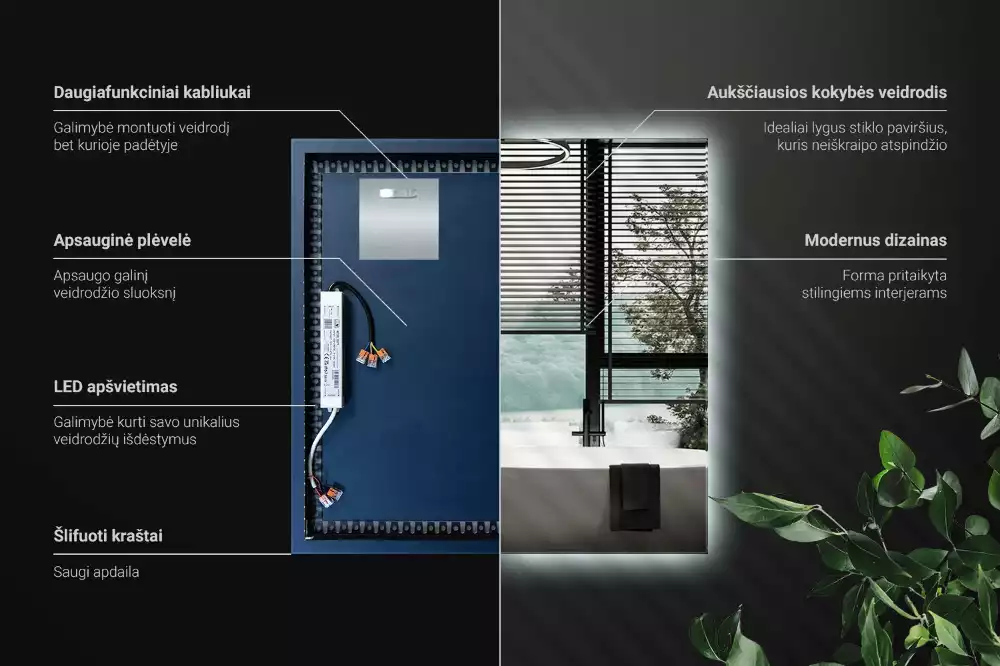 Espelho quadrado LED moderno