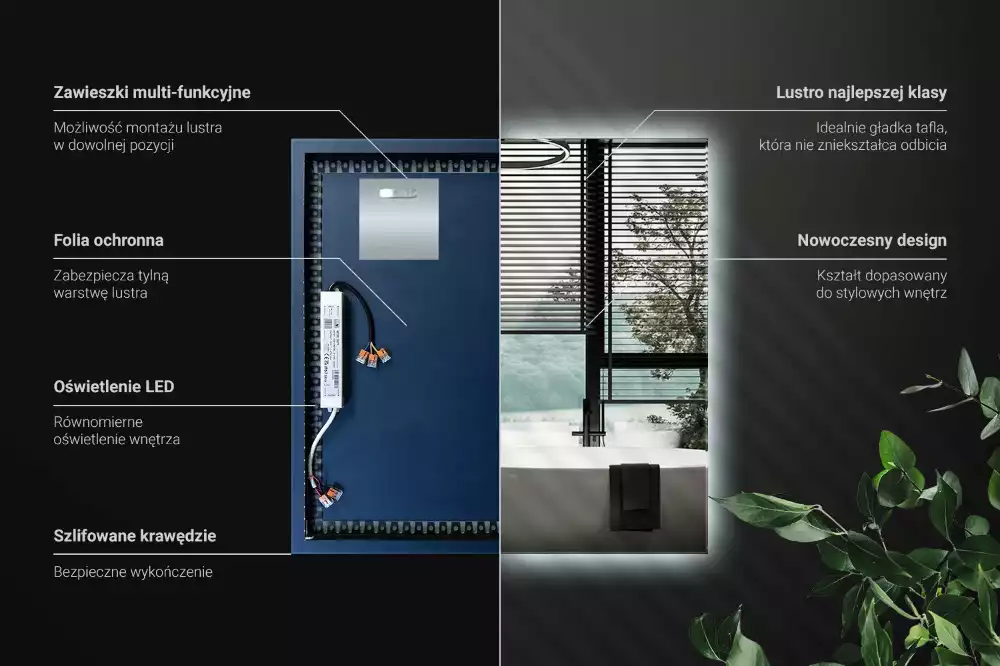 Espelho quadrado LED moderno