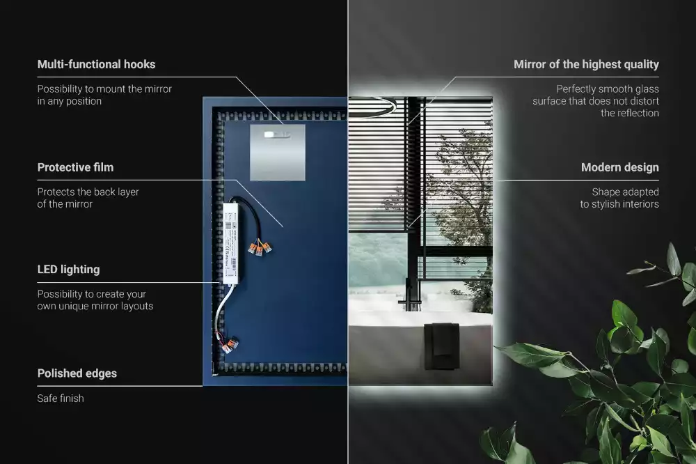 Espelho quadrado LED moderno