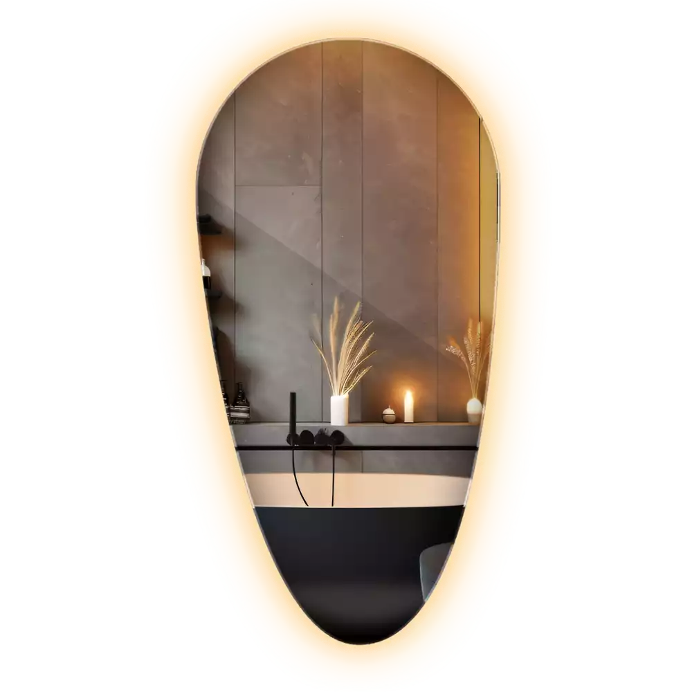 Espelho irregular gota iluminada LED