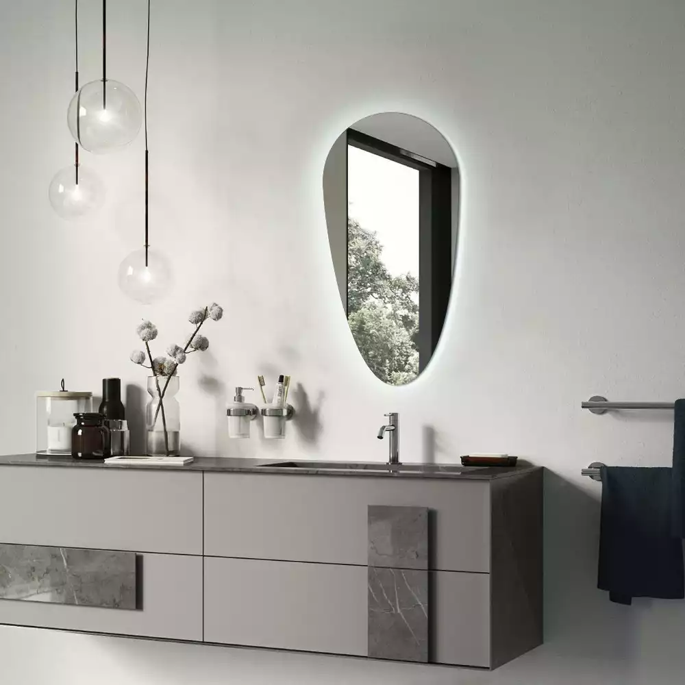 Espelho irregular gota iluminada LED