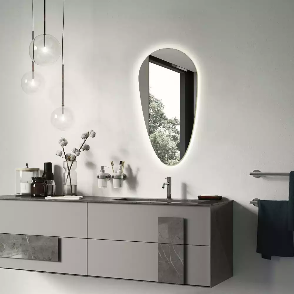 Espelho irregular gota iluminada LED