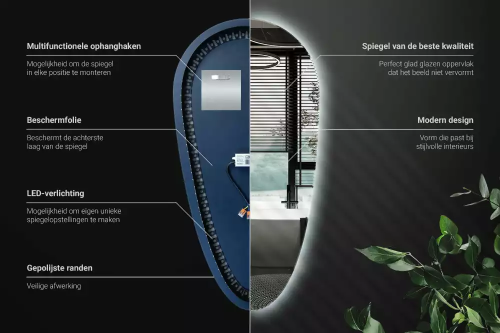 Espelho irregular gota iluminada LED