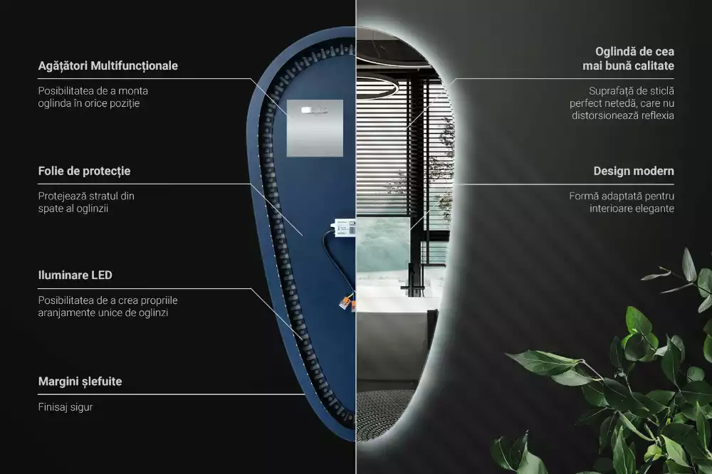 Espelho irregular gota iluminada LED