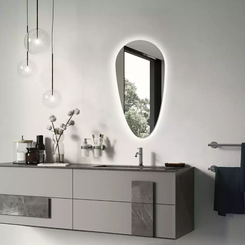 Espelho irregular gota iluminada LED