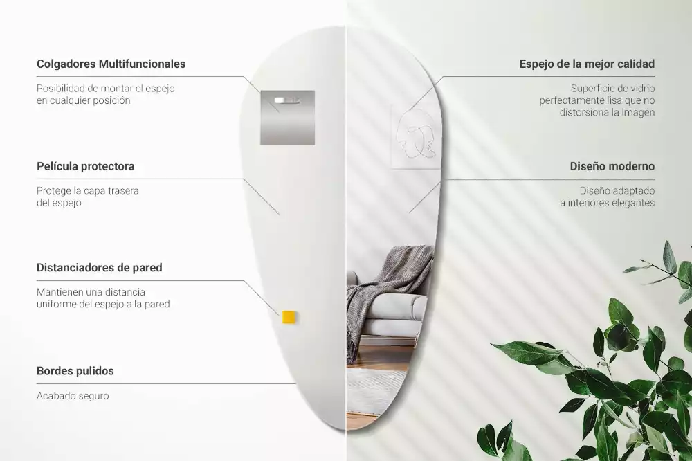 Espelho decorativo orgânico gota d água