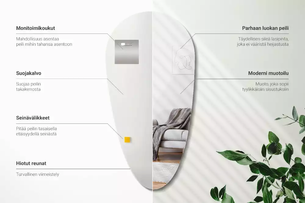 Espelho decorativo orgânico gota d água