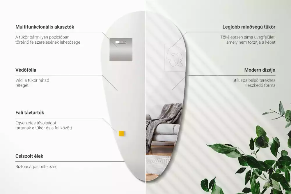 Espelho decorativo orgânico gota d água