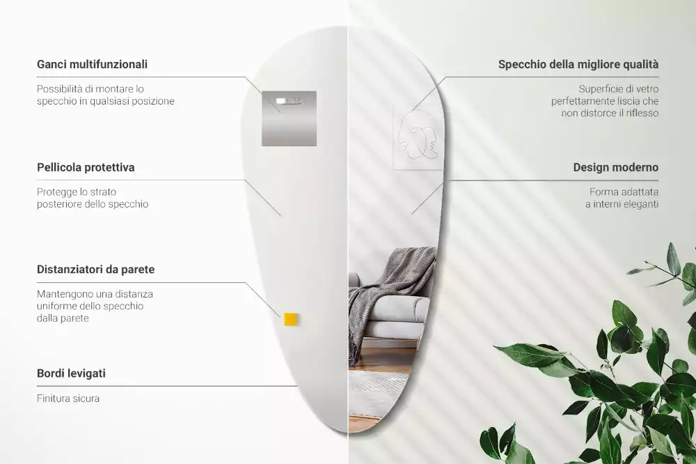 Espelho decorativo orgânico gota d água