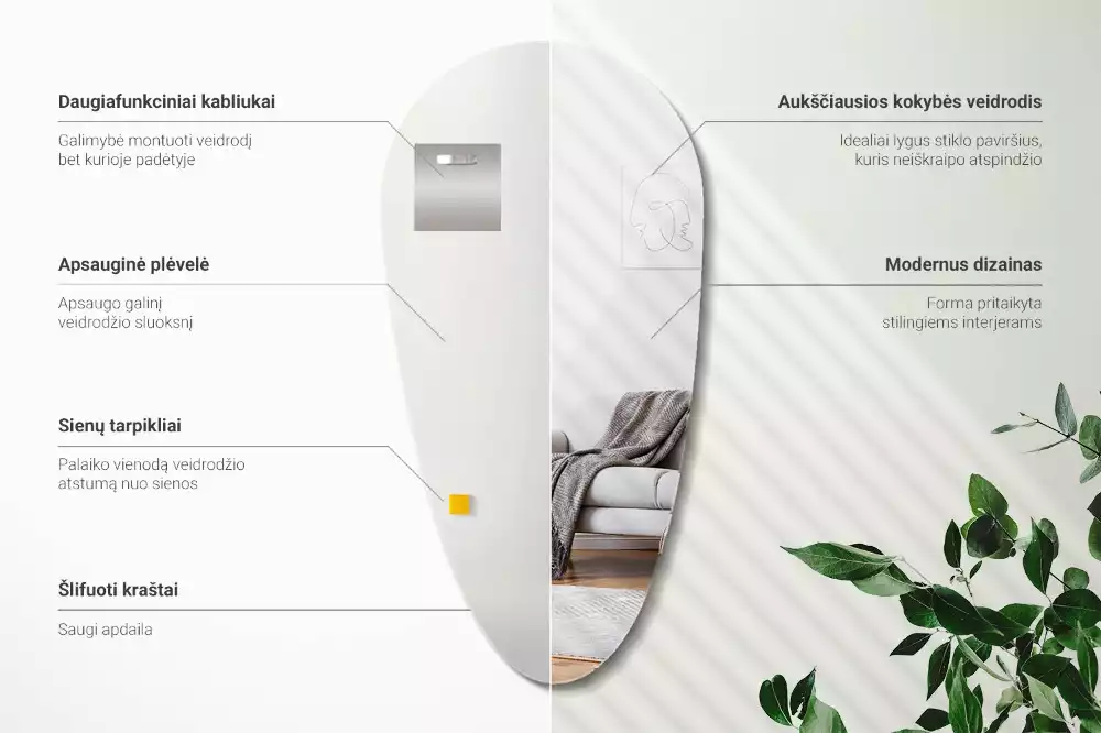 Espelho decorativo orgânico gota d água