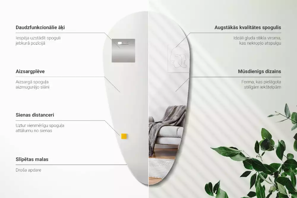 Espelho decorativo orgânico gota d água