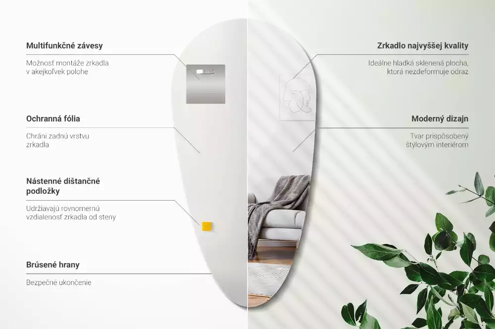 Espelho decorativo orgânico gota d água