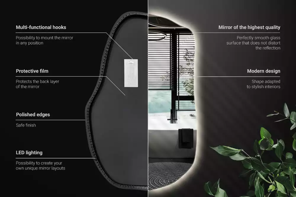 Espelho irregular com led únicos