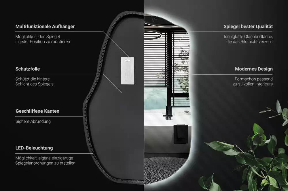 Espelho irregular com led únicos