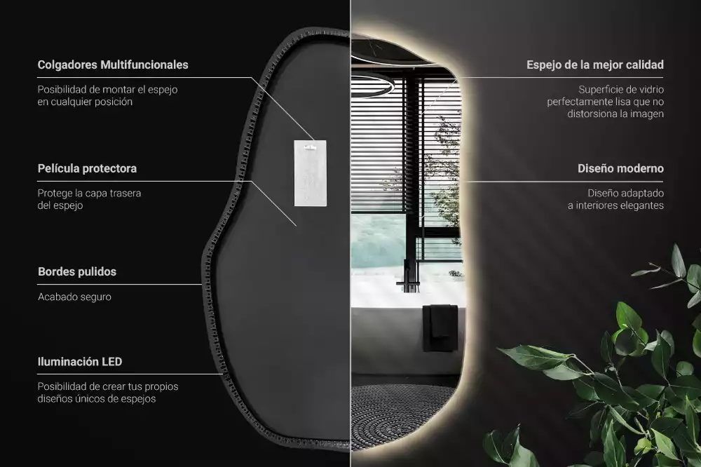 Espelho irregular com led únicos