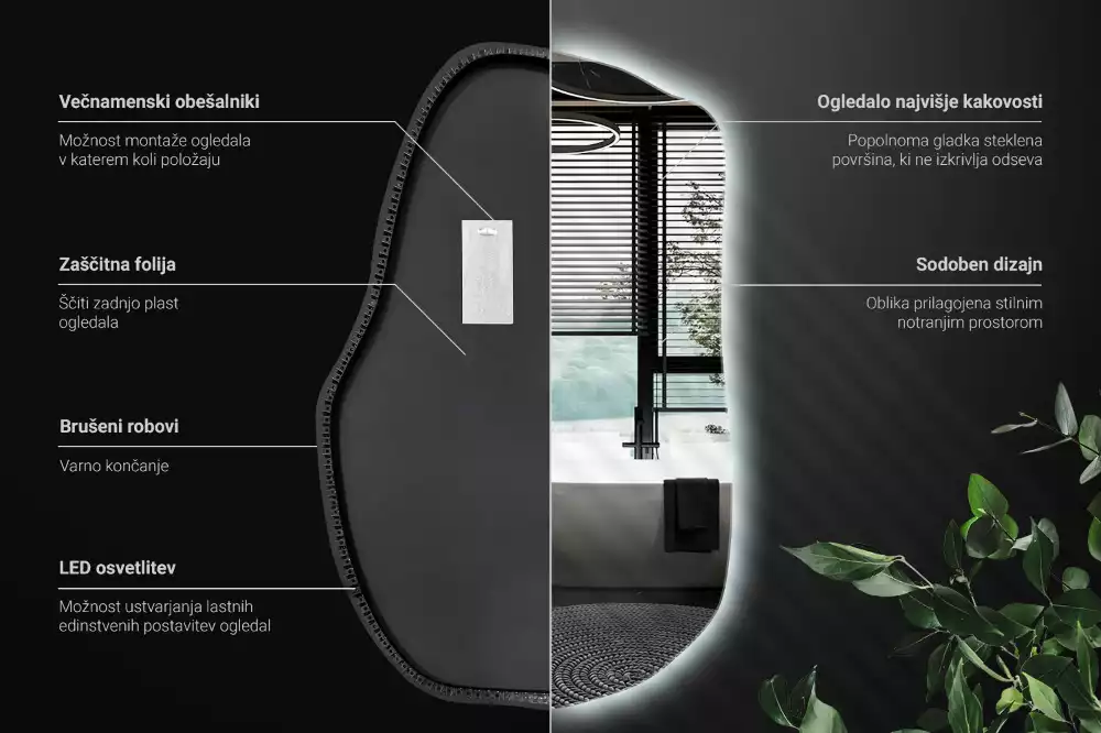 Espelho irregular com led únicos