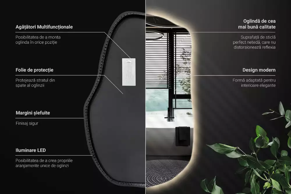 Espelho irregular com led únicos