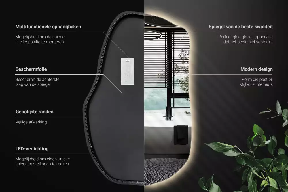 Espelho irregular com led únicos