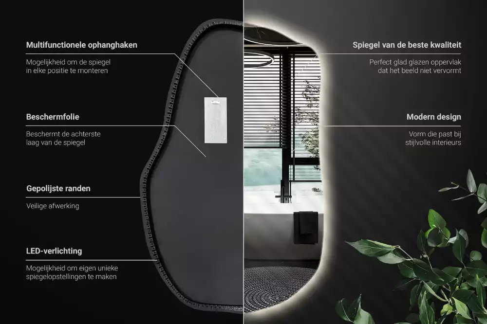 Espelho irregular com led únicos